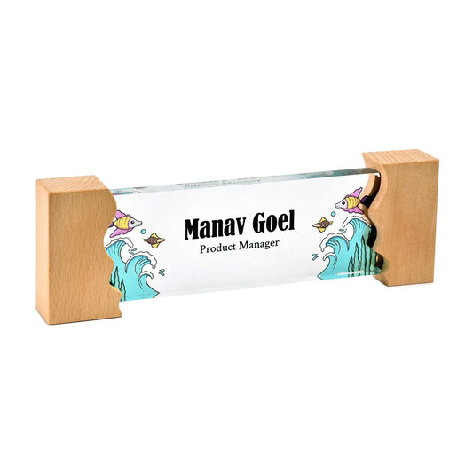 Southern Ocean Desk Name Plate with Wooden Stand - Housenama