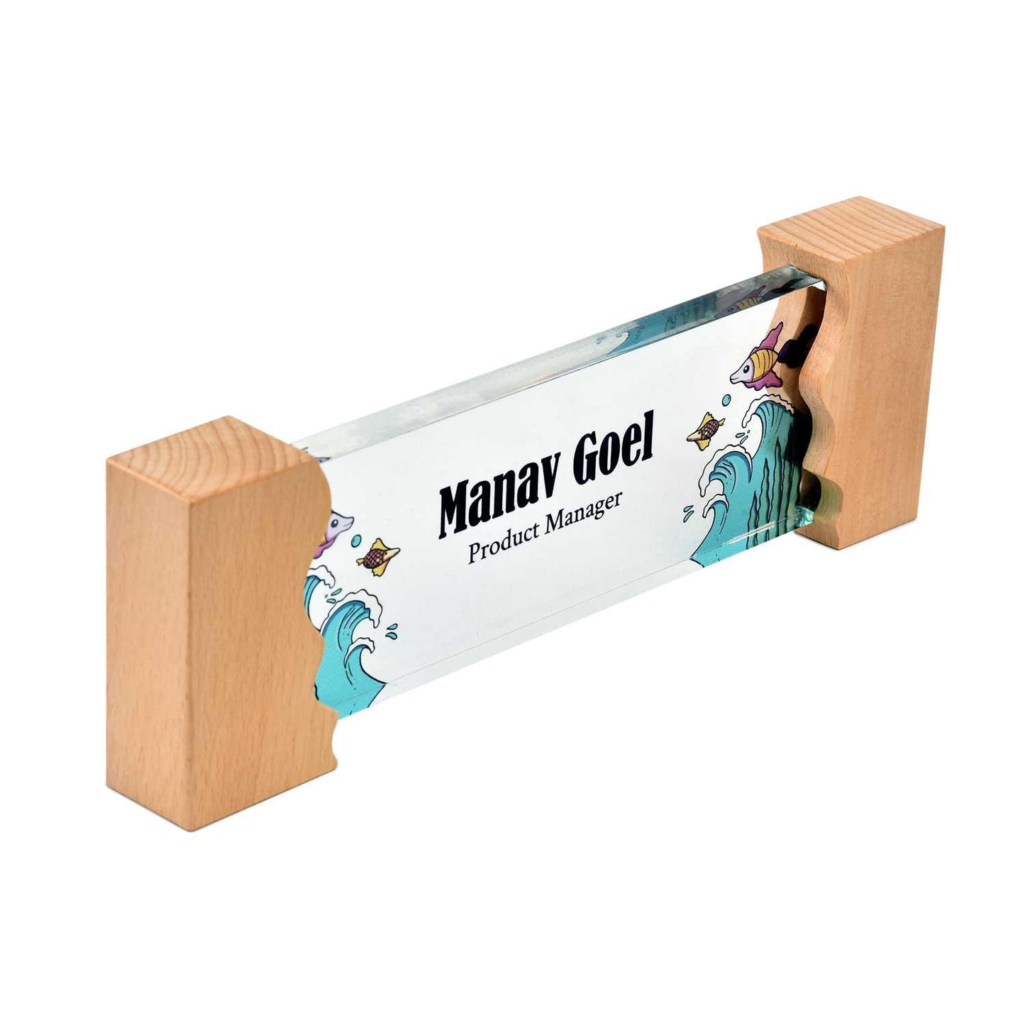 Southern Ocean Desk Name Plate with Wooden Stand - Housenama