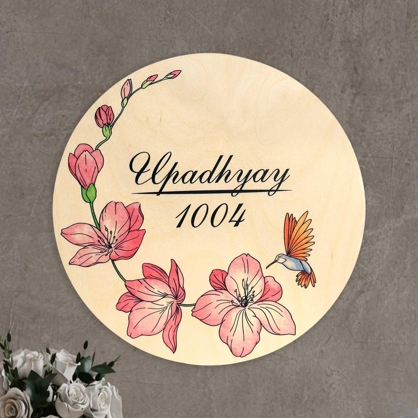 Sweet Petunia - Wooden Name Plate - Housenama