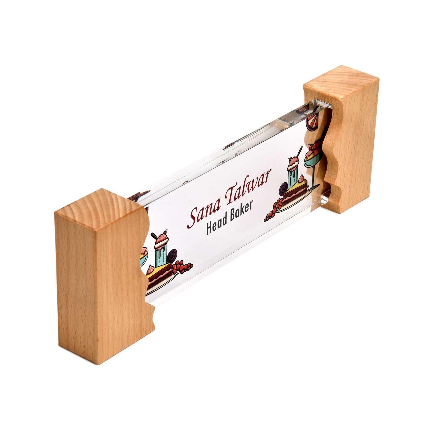 Sweet Tooth Desk Name Plate with Wooden Stand - Housenama