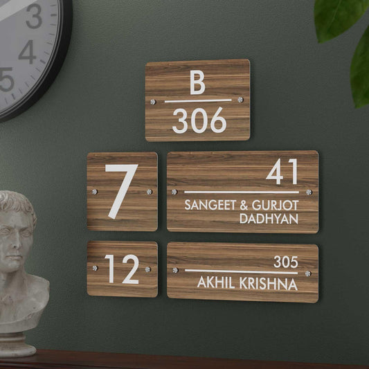 Walnut - Contemporary House Number/Name Sign - Housenama