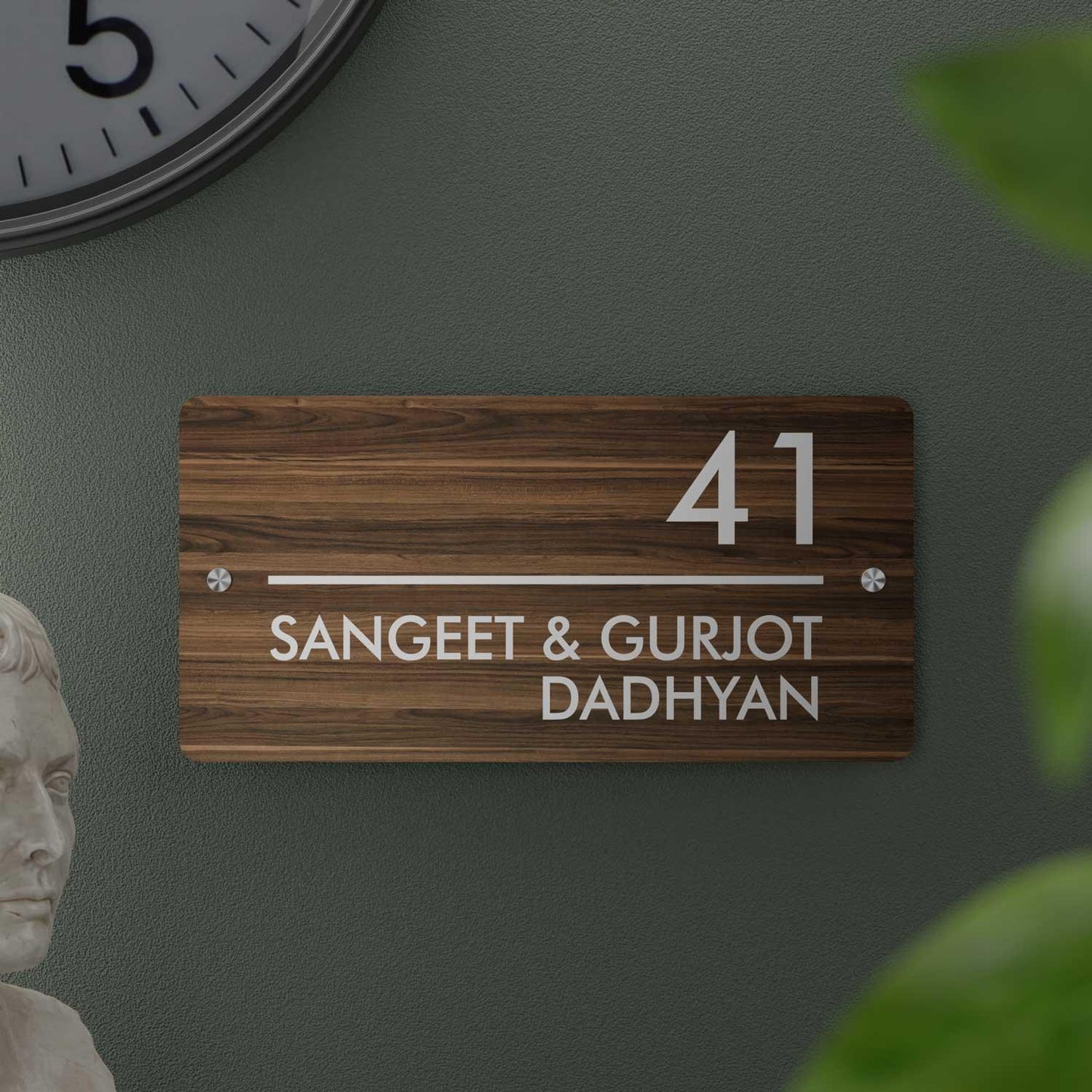 Walnut - Contemporary House Number/Name Sign - Housenama