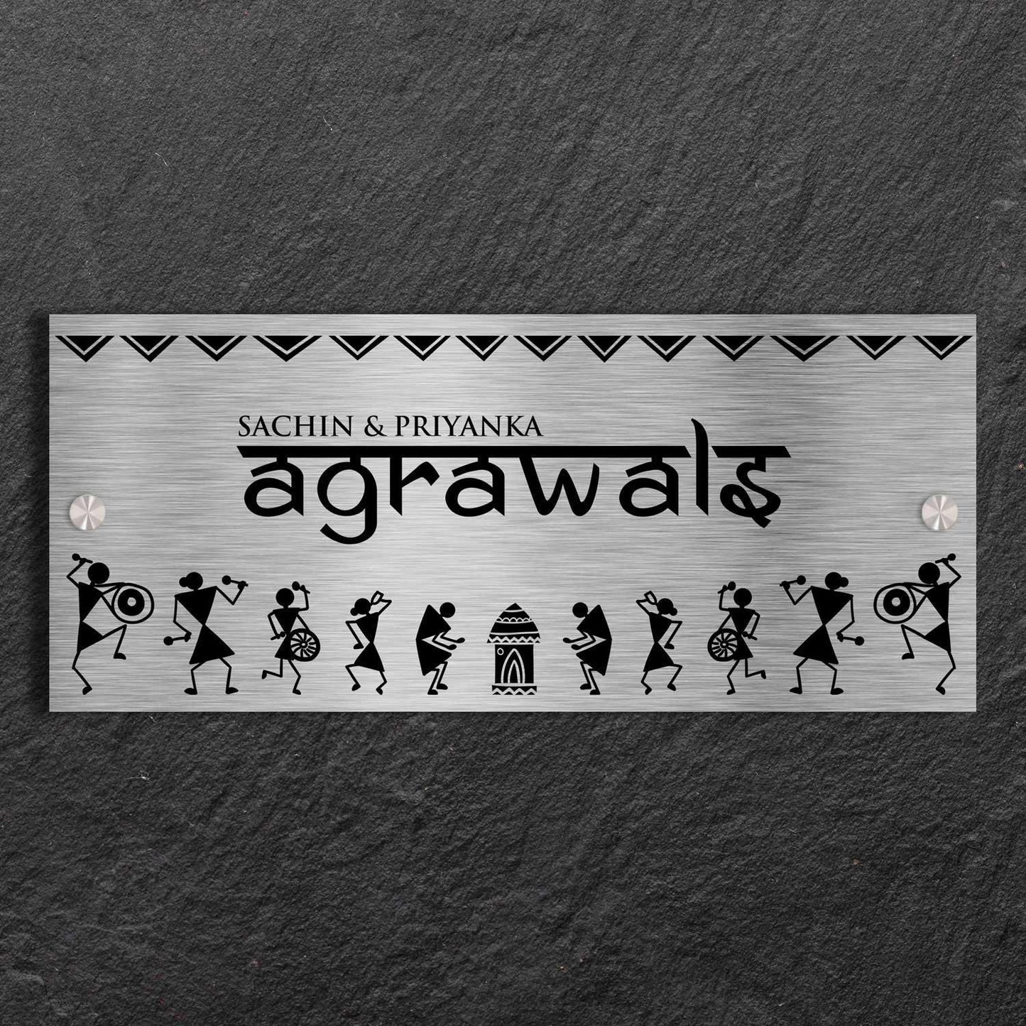 Warli - Stainless Steel Name Plate - Housenama