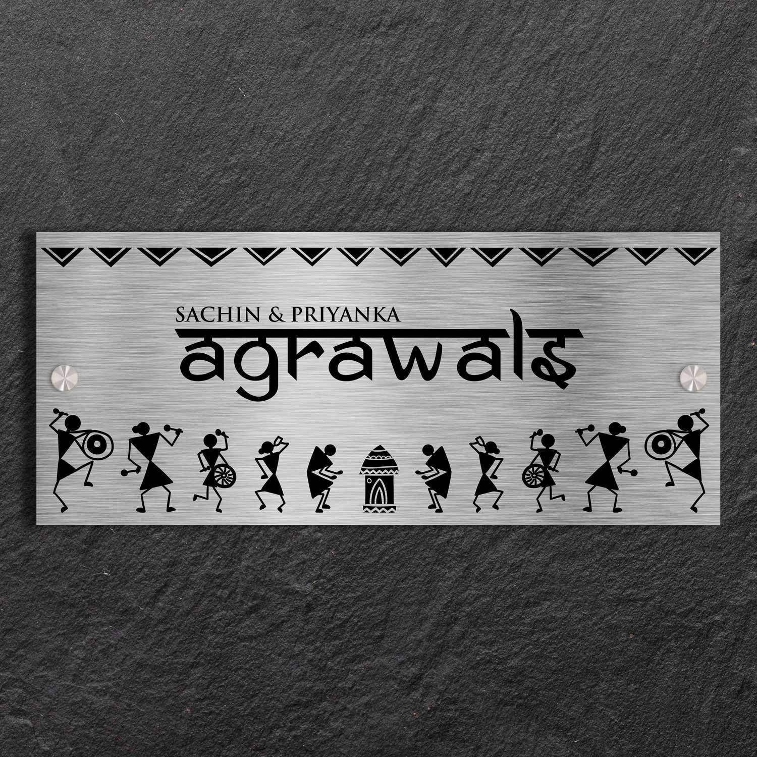 Warli - Stainless Steel Name Plate - Housenama