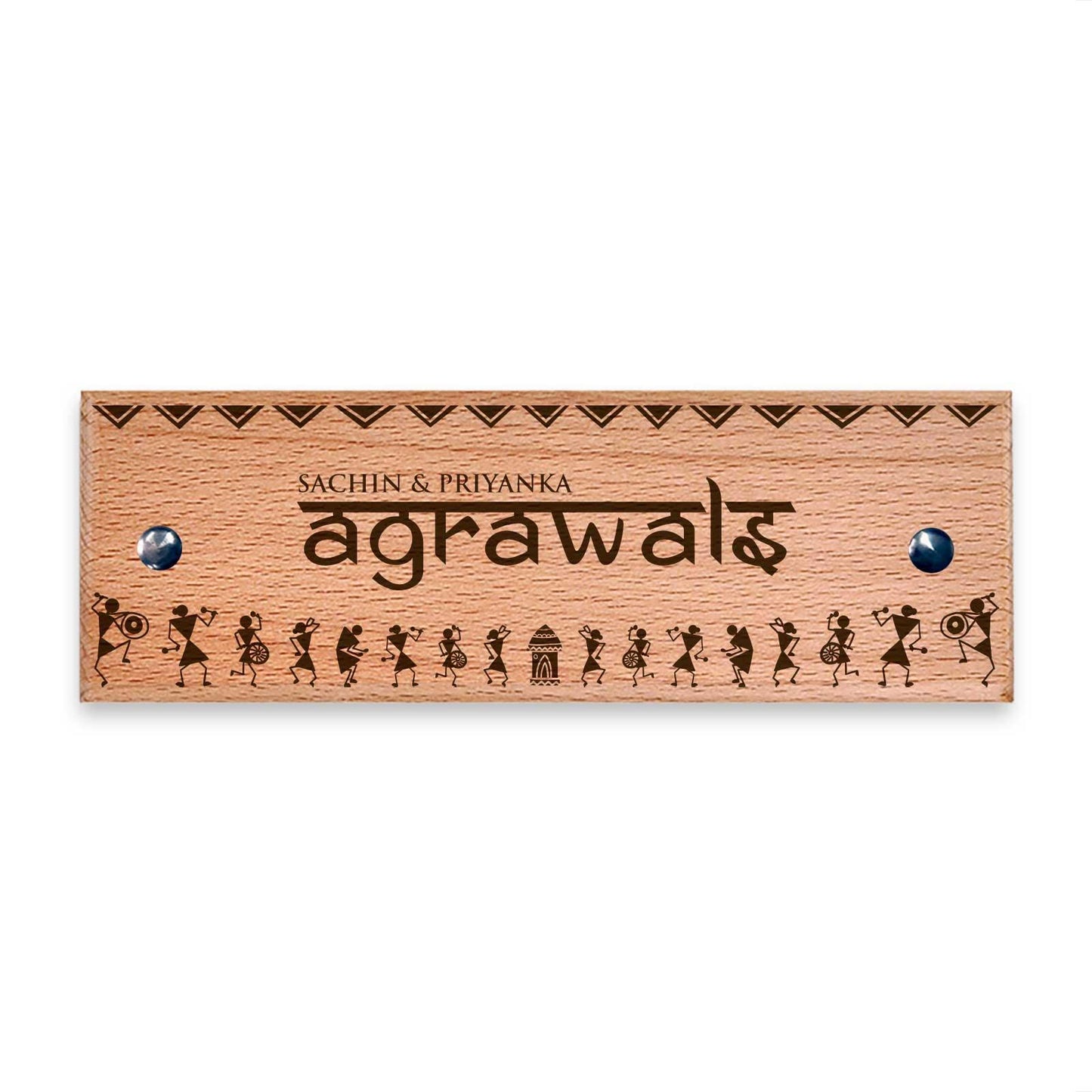 Warli - Wooden Name Plate - Housenama
