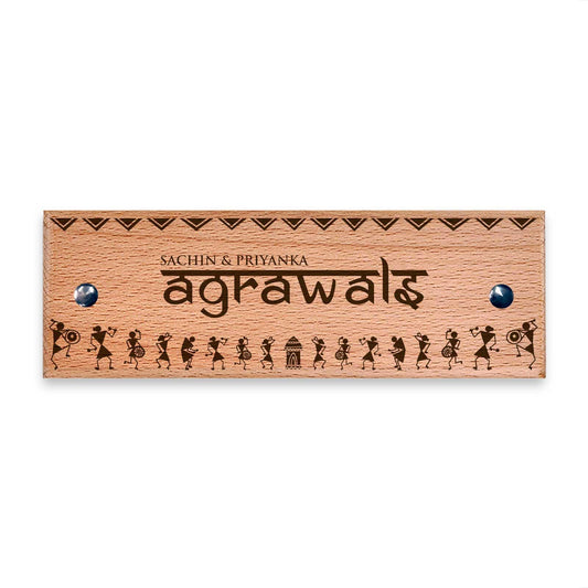 Warli - Wooden Name Plate - Housenama