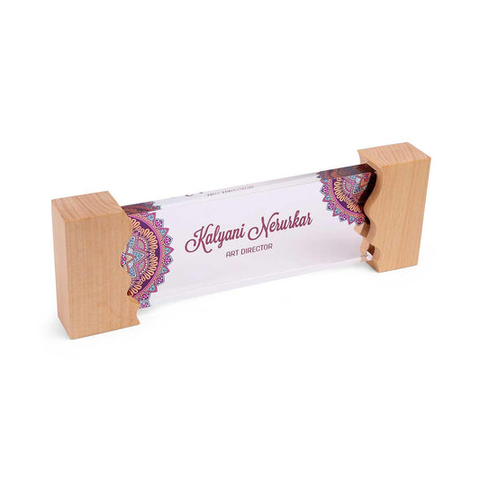 Zen Mode Desk Name Plate with Wooden Stand - Housenama