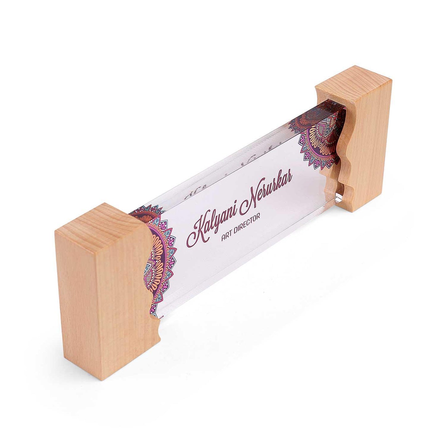 Zen Mode Desk Name Plate with Wooden Stand - Housenama