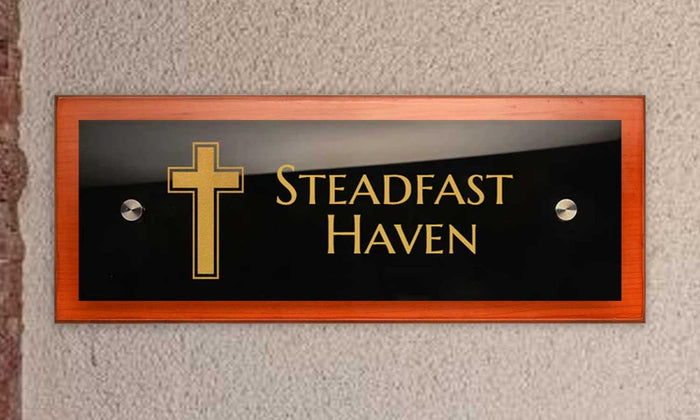 Teak Float Name Plate - Holy Cross