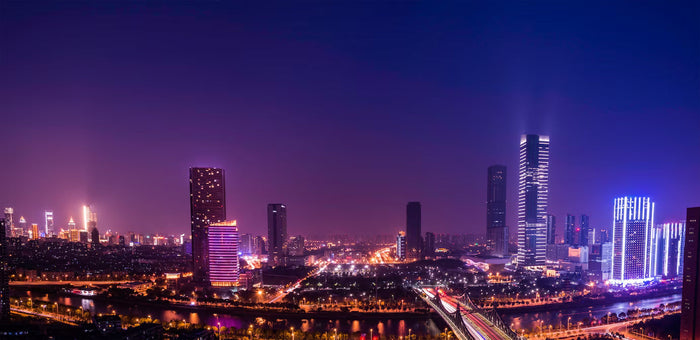 Delhi city night skyline