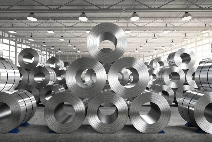 Rolls of Steel Sheets in a Factory