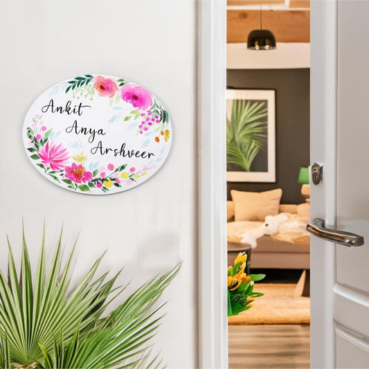 Bloom in Style - Hand-crafted Floral Nameplate - Oval