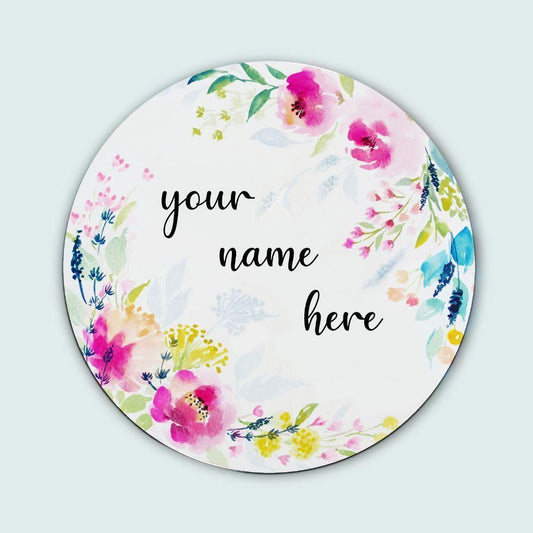 Bloom in Style - Hand-crafted Floral Nameplate - Round