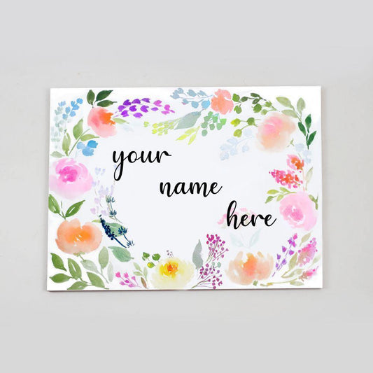 Vibrant Garden - Hand-painted Floral Nameplate - Rectangle