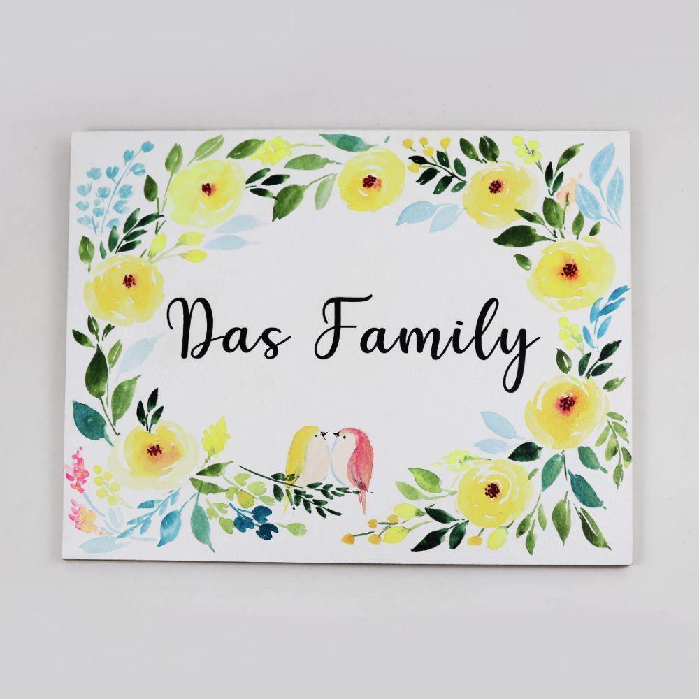 Serenade of Flowers - Hand-painted Floral Nameplate - Rectangle