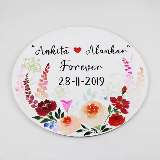 Canvas of Petals - Hand-crafted Floral Nameplate - Oval