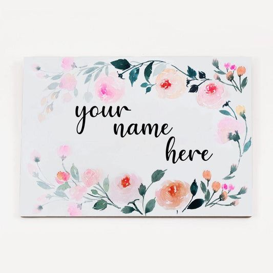 Graceful Blossoms - Hand-painted Floral Nameplate - Rectangle