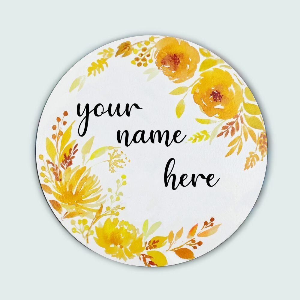 Garden of Dreams - Hand-painted Floral Nameplate - Round