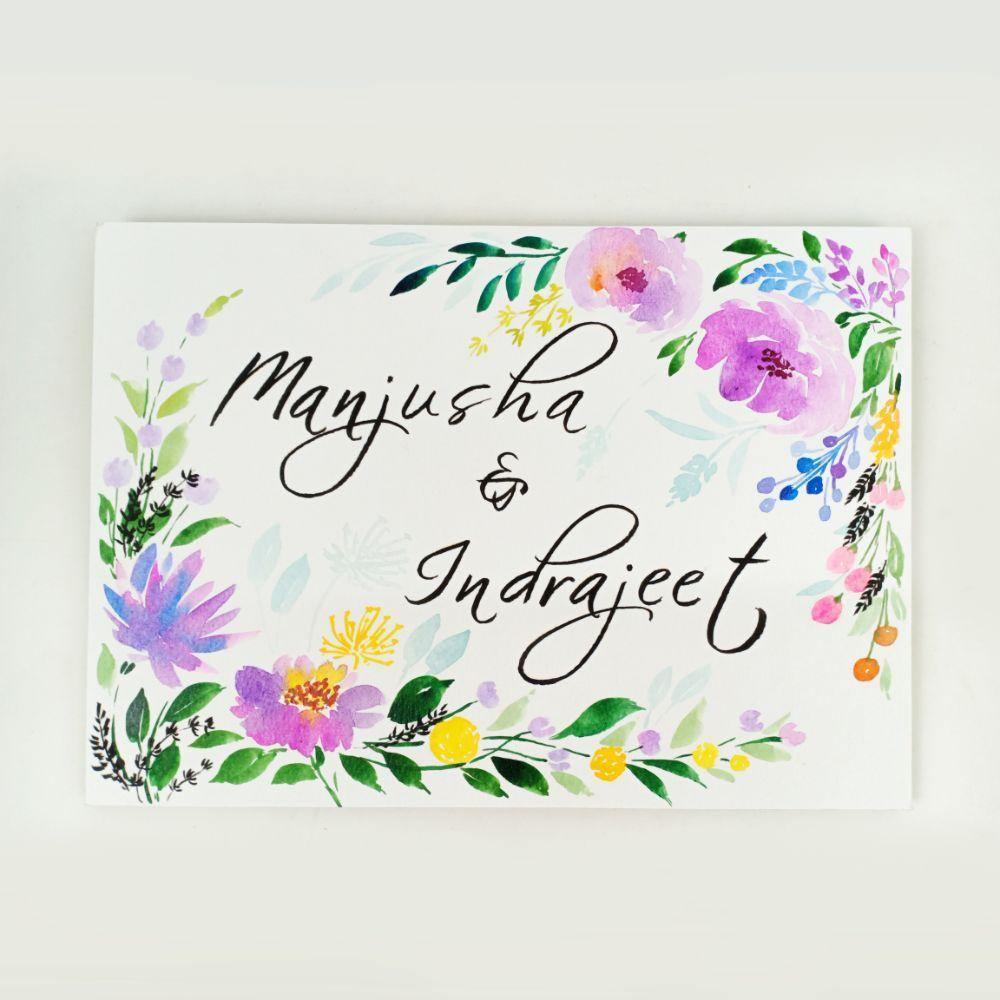 Floral Whispers - Hand-painted Floral Nameplate - Rectangle