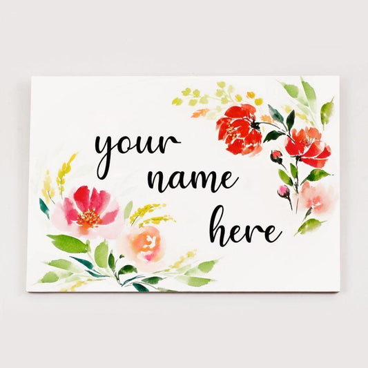 Blossoming Serenity Hand-crafted Nameplate - Rectangle