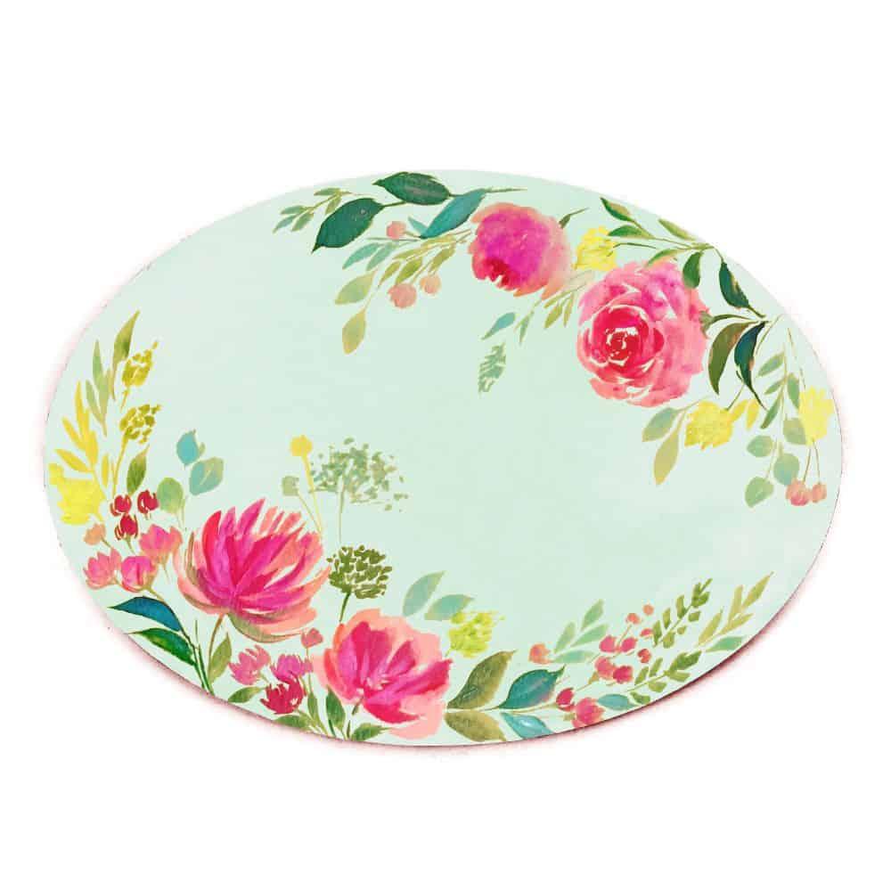 Whispering Blossoms - Hand-painted Floral Nameplate - Oval