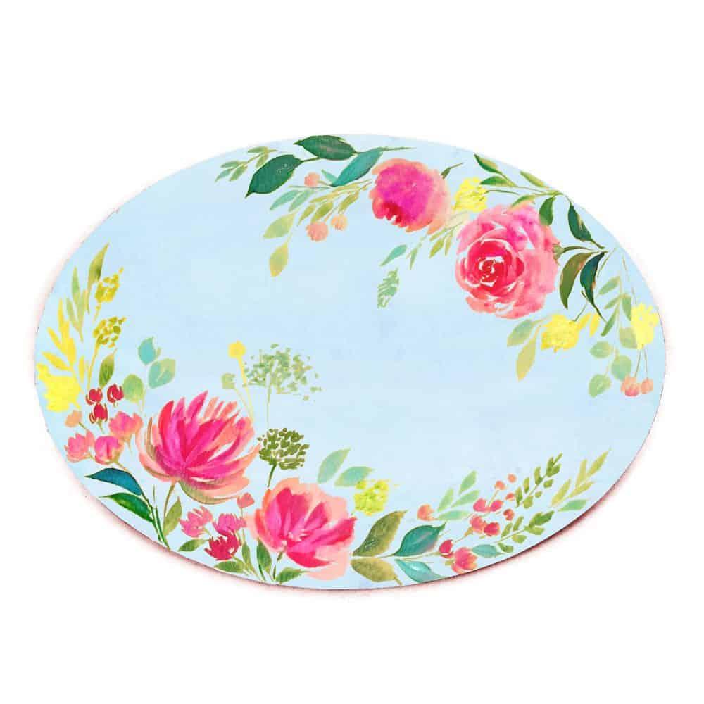 Whispering Blossoms - Hand-painted Floral Nameplate - Oval