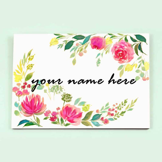 Whispering Blossoms - Hand-painted Floral Nameplate - Rectangle