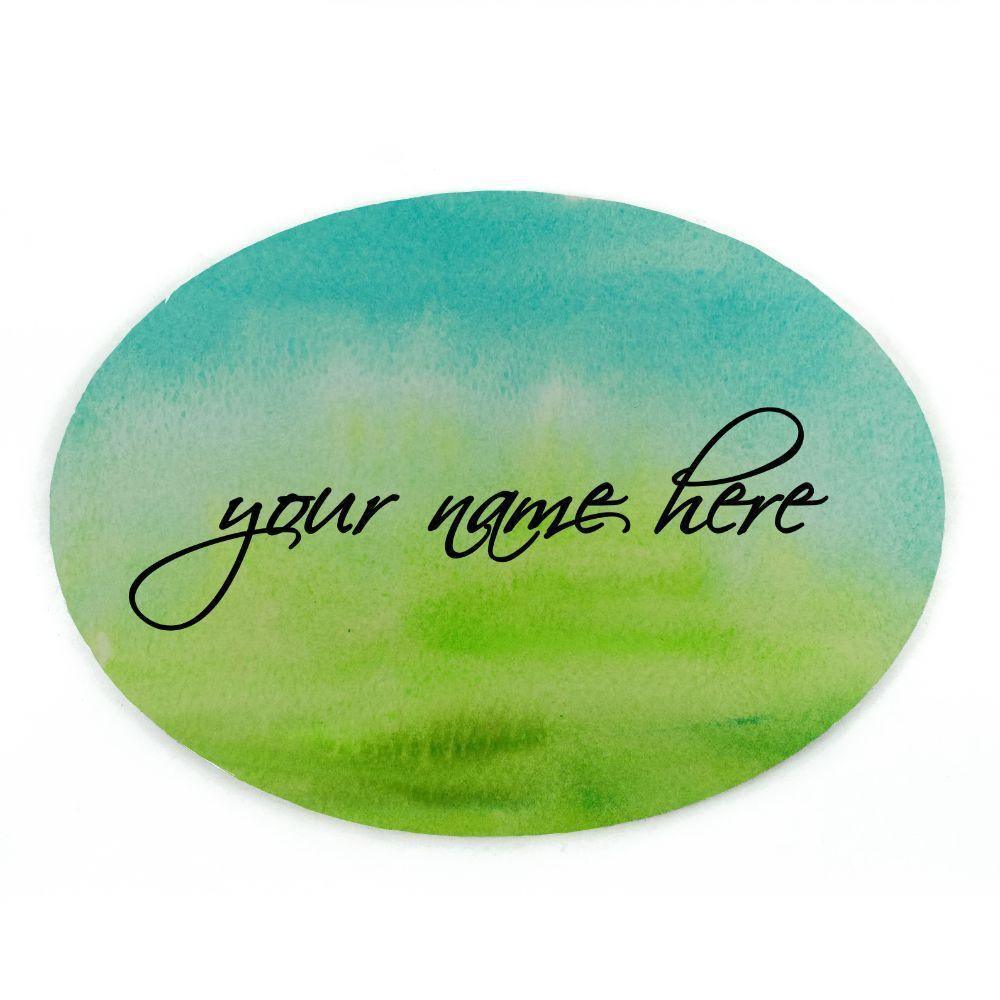 Hand-painted Customized Name Plate - Teal and Green Dual Ombre - Oval