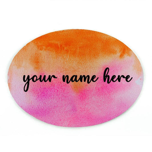 Hand-painted Customized Name Plate - Red and Orange Dual Ombre - Oval