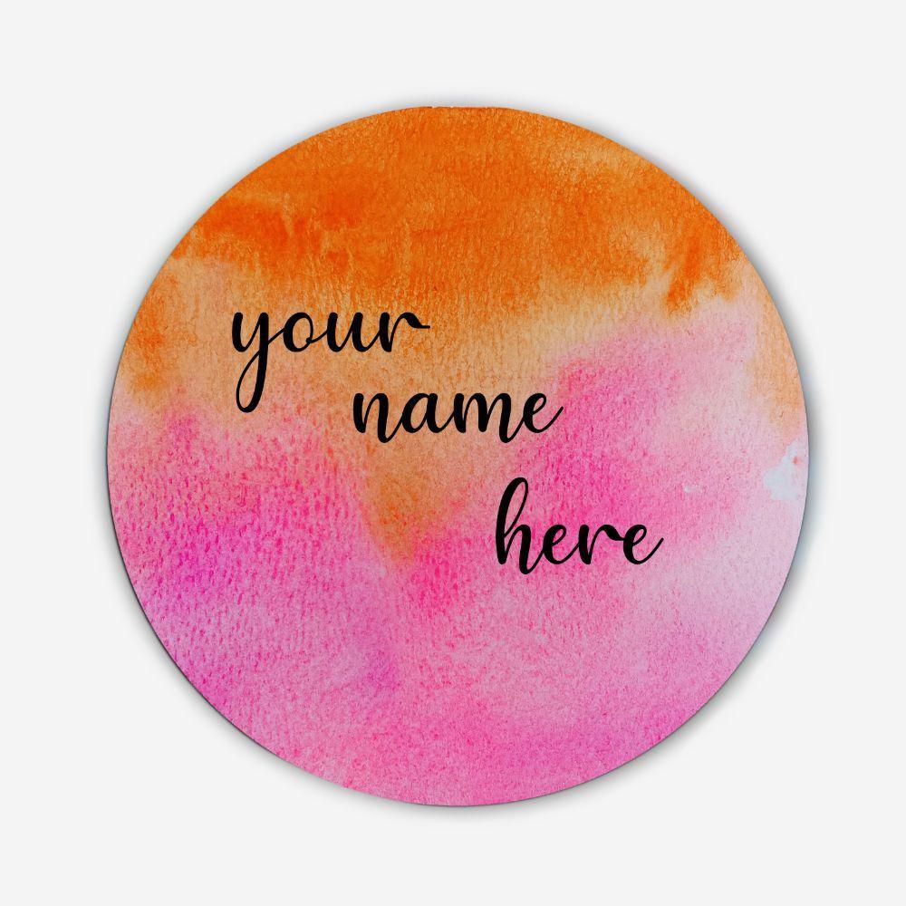 Hand-painted Customized Name Plate - Red and Orange Dual Ombre - Round