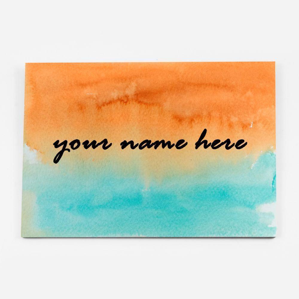 Hand-painted Customized Name Plate - Teal and Orange Dual Ombre - Rectangle