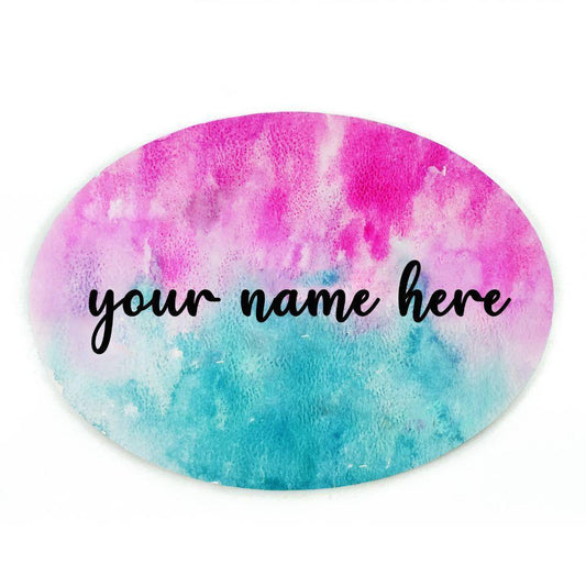 Hand-painted Customized Name Plate - Teal and Pink Dual Ombre - Oval