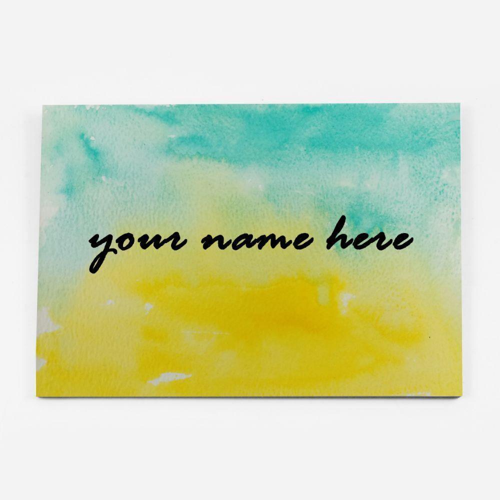 Hand-painted Customized Name Plate - Teal and Yellow Dual Ombre - Rectangle