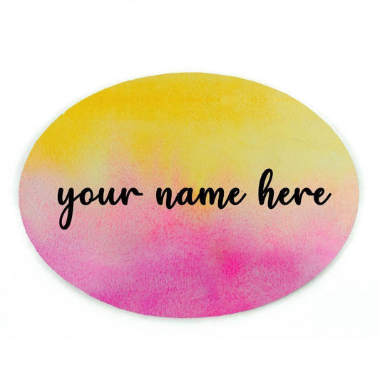 Hand-painted Customized Name Plate - Pink and Yellow Dual Ombre - Oval