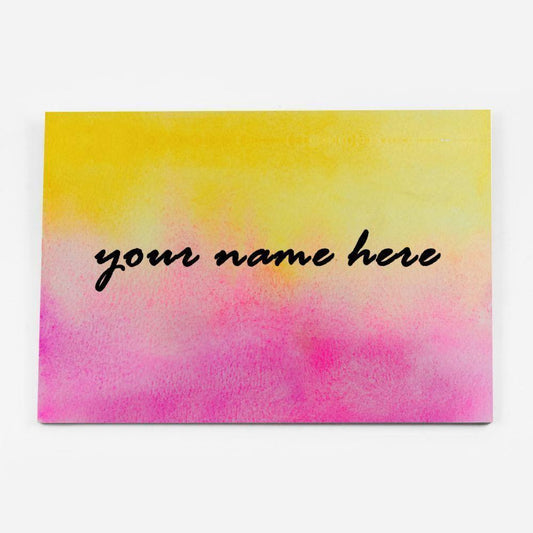 Hand-painted Customized Name Plate - Pink and Yellow Dual Ombre - Rectangle