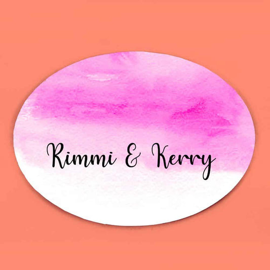 Hand-painted Customized Name Plate - Pink Ombre - Oval