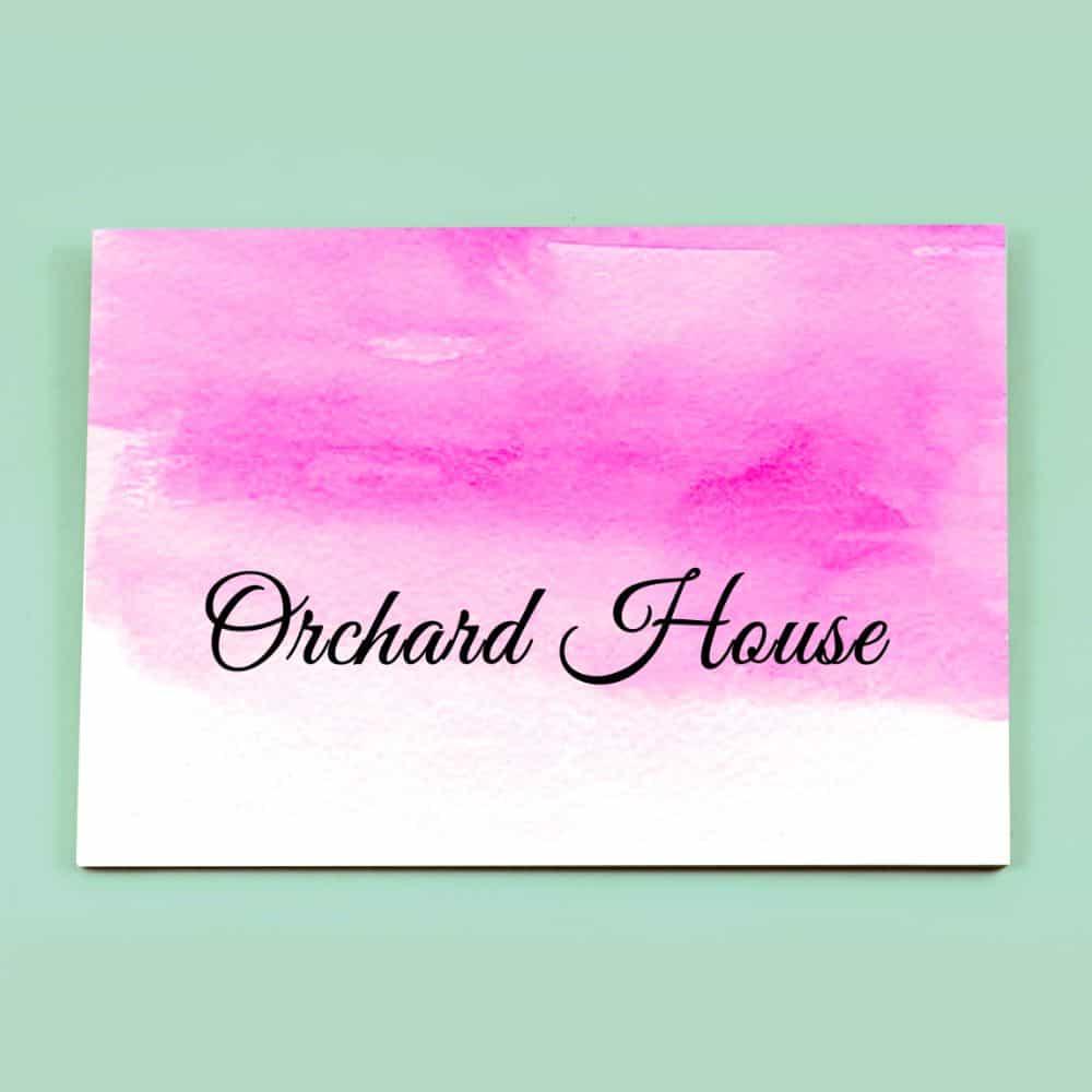 Hand-painted Customized Name Plate - Pink Ombre - Rectangle