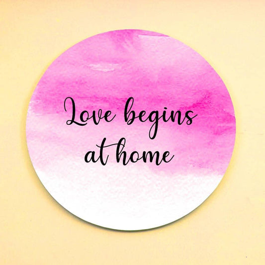 Hand-painted Customized Name Plate - Pink Ombre - Round