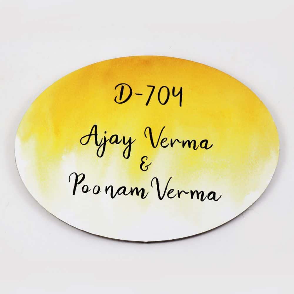 Hand-painted Customized Name Plate - Yellow Ombre - Oval