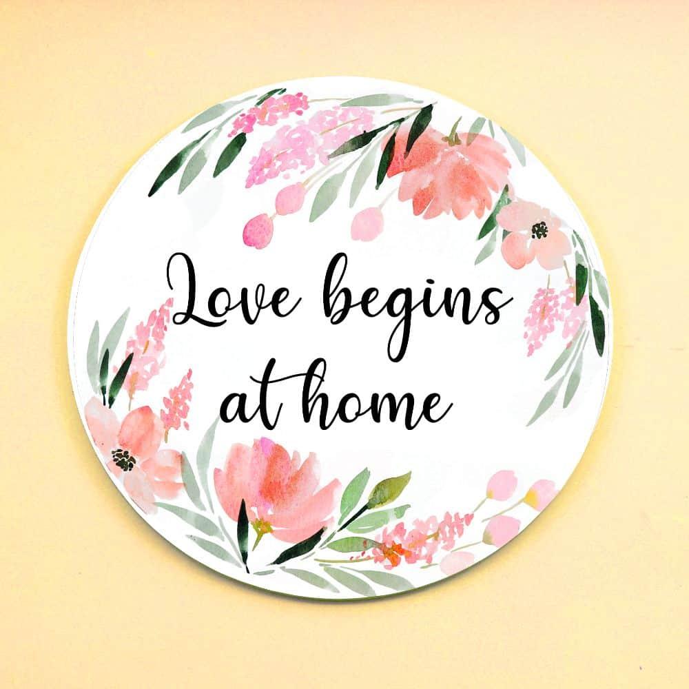 Peach Corner - Hand-painted Floral Nameplate - Round