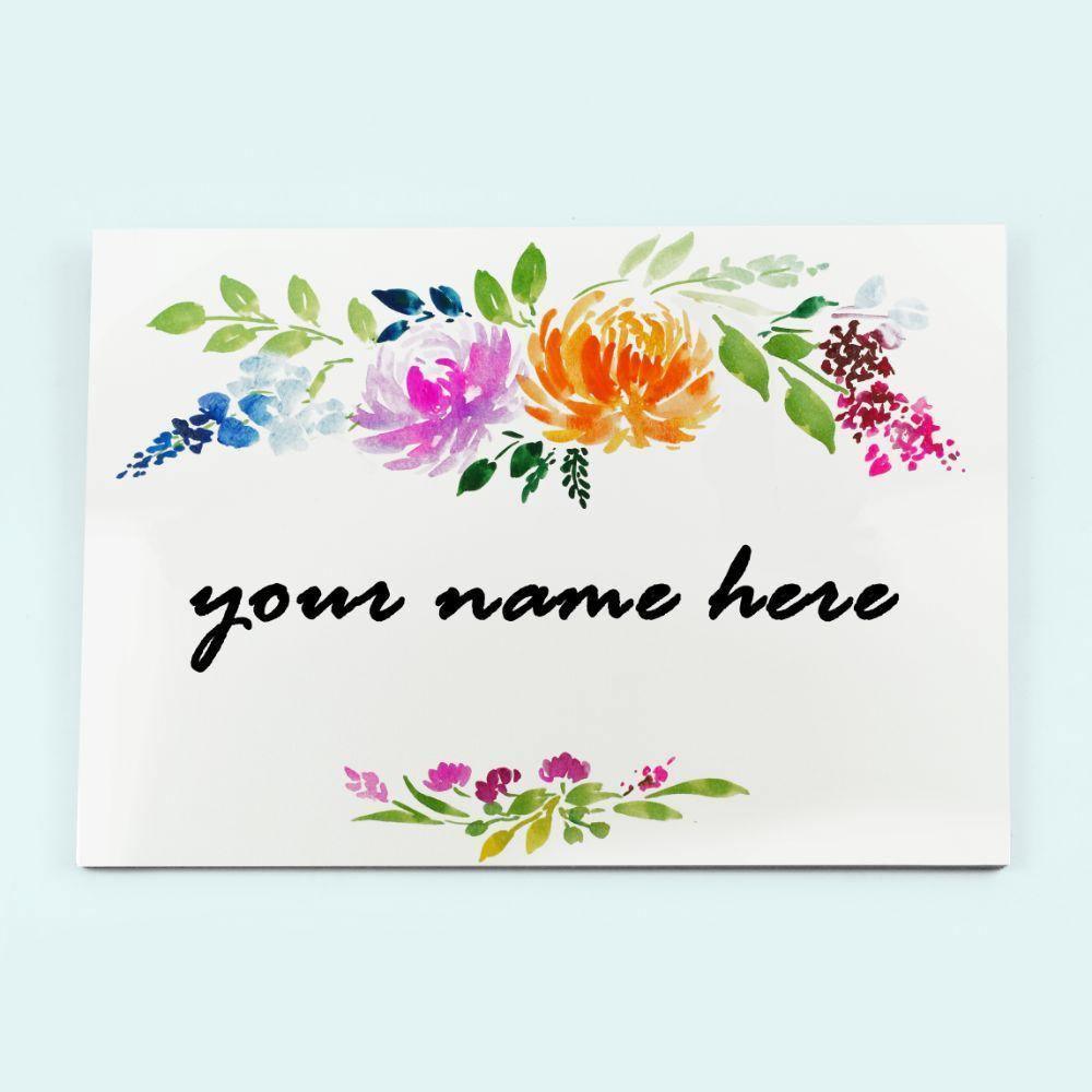 Elegance in Bloom - Hand-painted Floral Nameplate - Rectangle