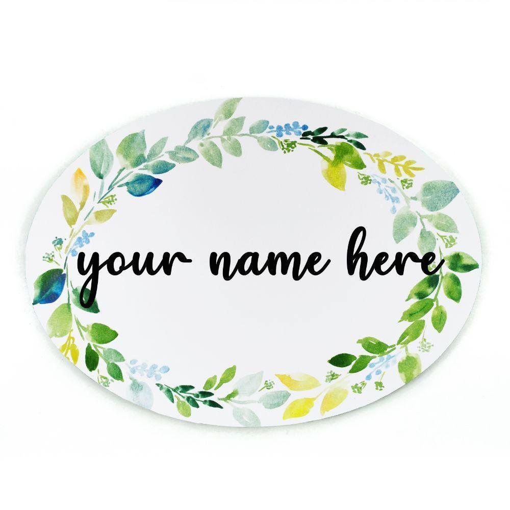 Vibrant Petals - Hand-painted Floral Nameplate - Oval