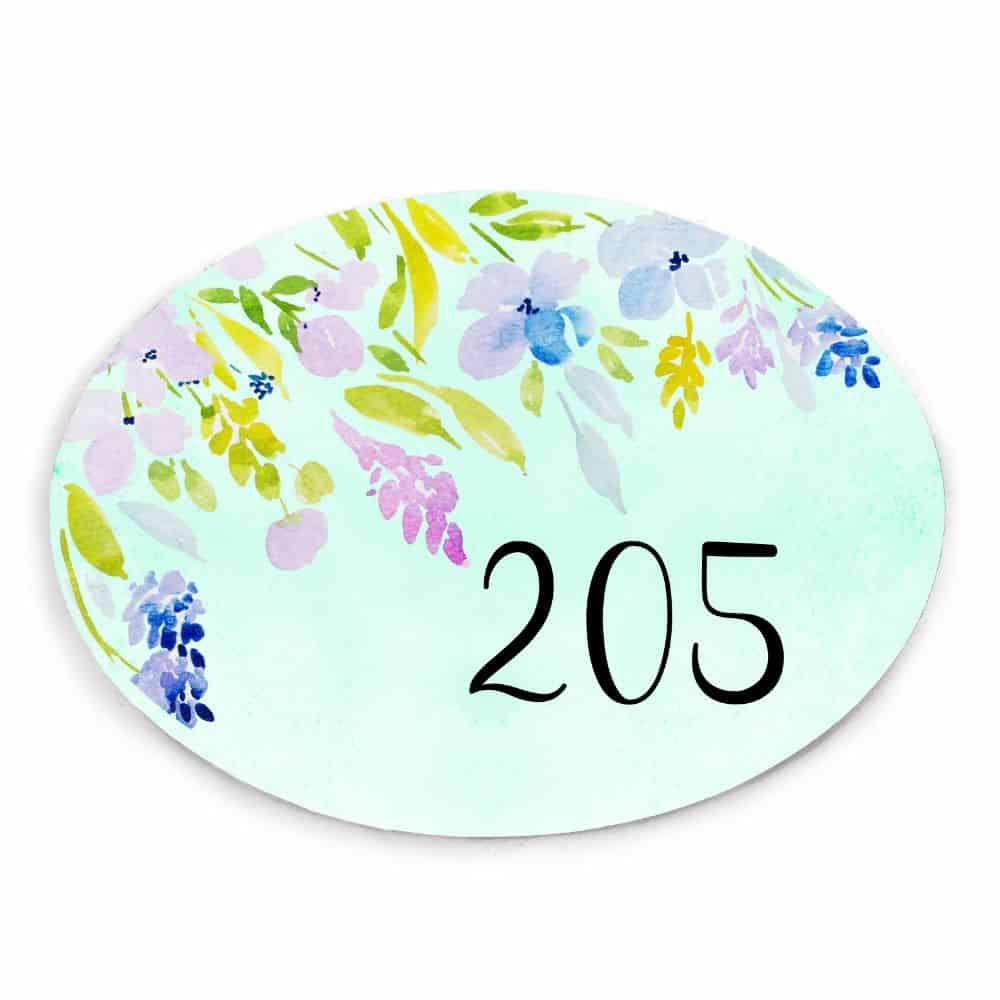 Delicate Blooms - Hand-painted Floral Nameplate - Oval