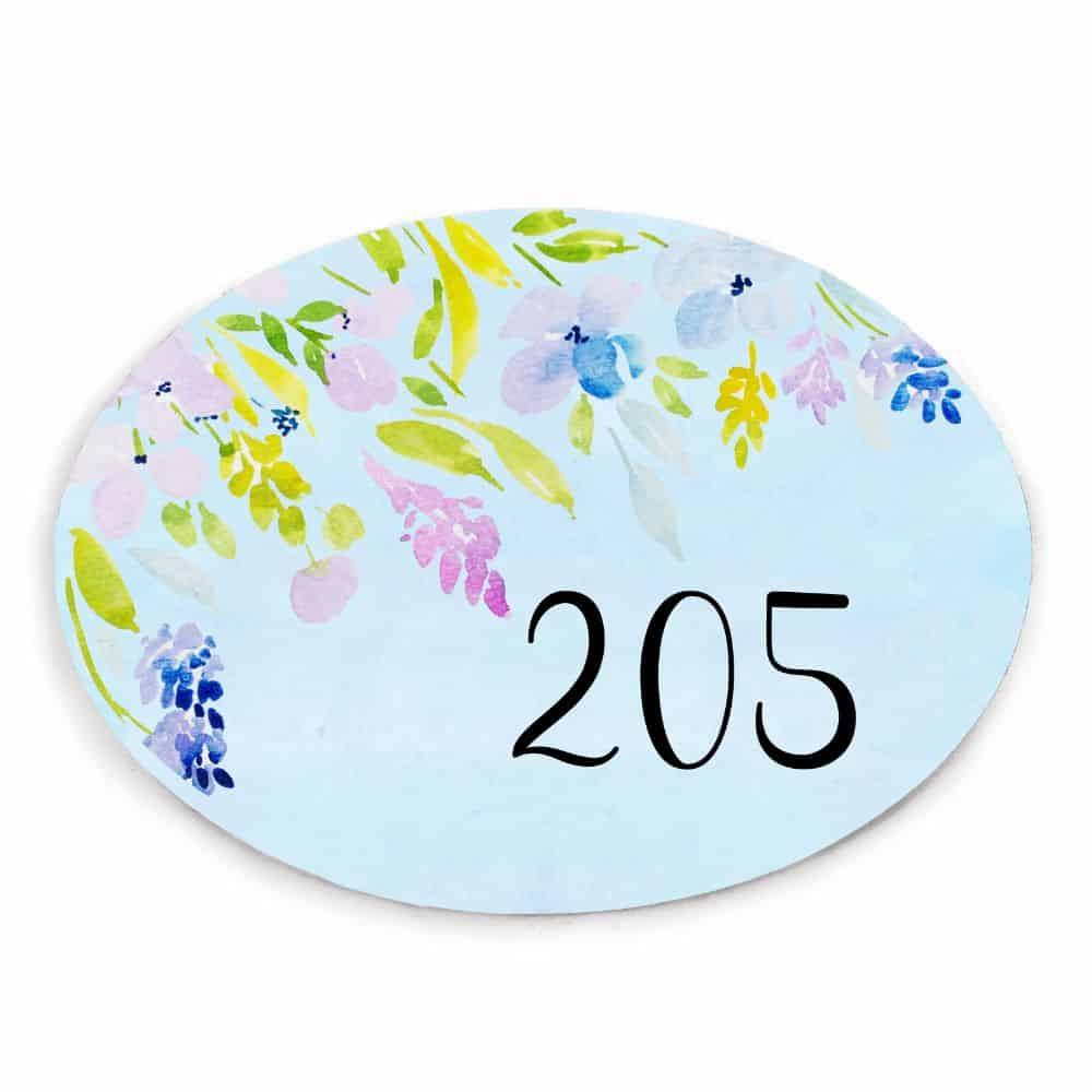 Delicate Blooms - Hand-painted Floral Nameplate - Oval