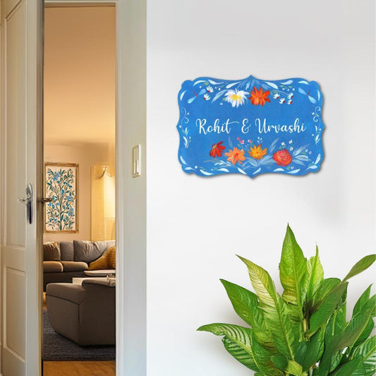 Hand-painted Customized Name Plate - Victorian Orange Floral