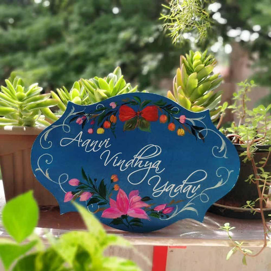 Hand-painted Customized Name Plate - Victorian Butterfly Floral