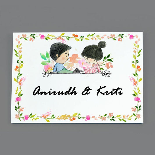 Cute Partners - Hand-painted Customized Name Plate - Rectangle