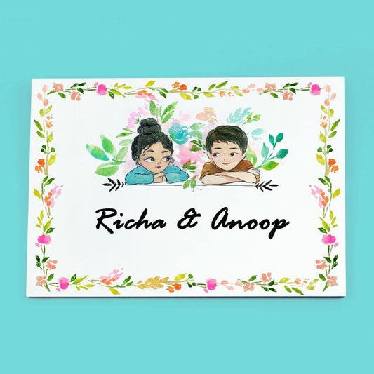 Together Couple - Hand-painted Customized Name Plate - Rectangle