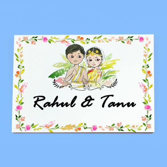 Wedding Couple - Hand-painted Customized Name Plate - Rectangle