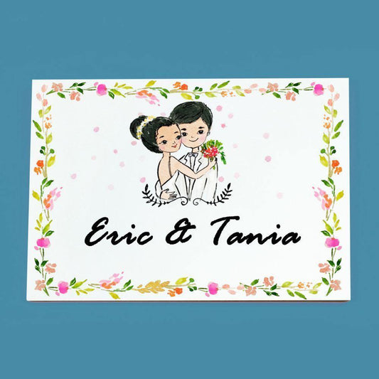 Blessed Couple - Hand-painted Customized Name Plate - Rectangle